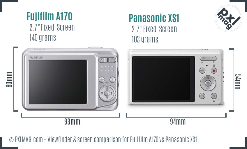 Fujifilm A170 vs Panasonic XS1 Screen and Viewfinder comparison