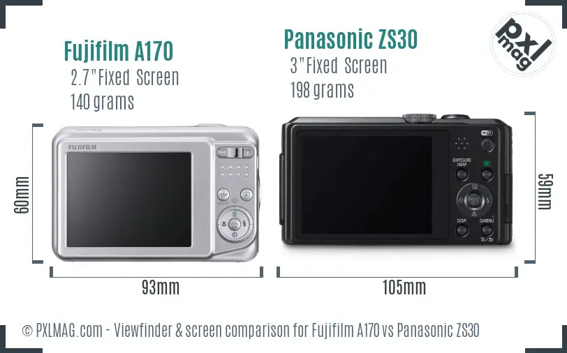 Fujifilm A170 vs Panasonic ZS30 Screen and Viewfinder comparison Fujifilm A170 vs Panasonic ZS30 Screen and Viewfinder comparison