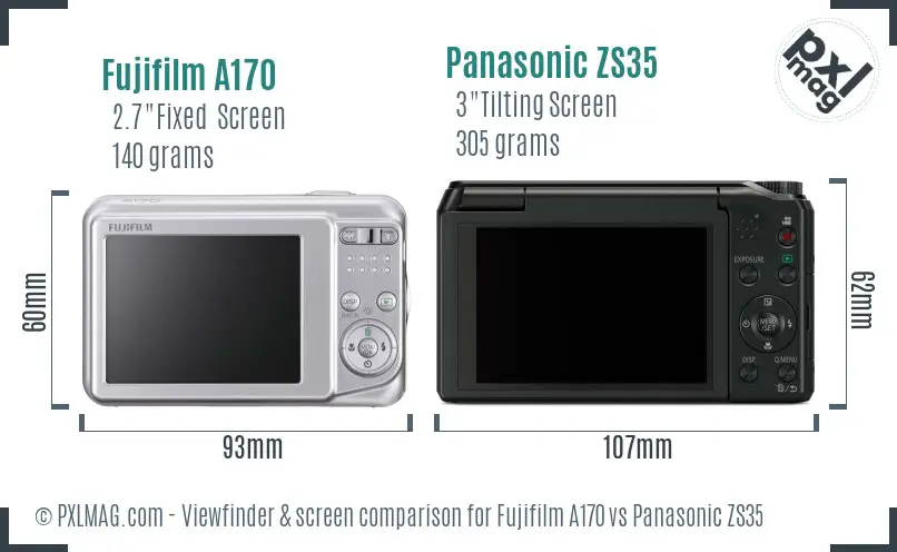 Fujifilm A170 vs Panasonic ZS35 Screen and Viewfinder comparison