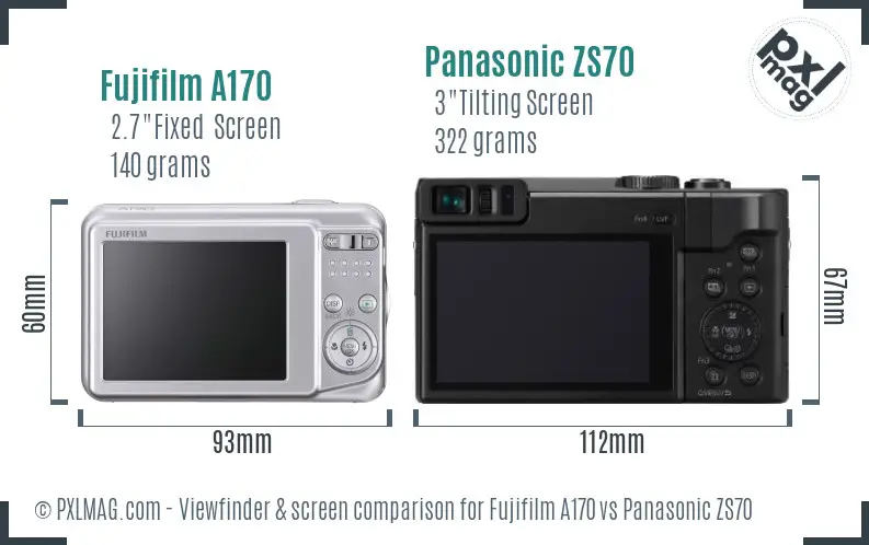 Fujifilm A170 vs Panasonic ZS70 Screen and Viewfinder comparison