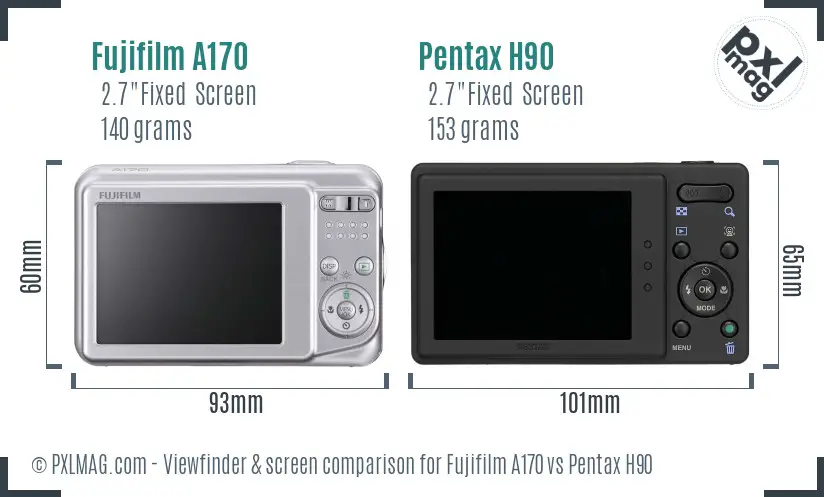 Fujifilm A170 vs Pentax H90 Screen and Viewfinder comparison