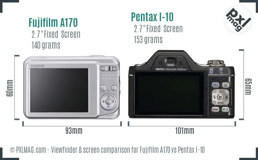 Fujifilm A170 vs Pentax I-10 Screen and Viewfinder comparison