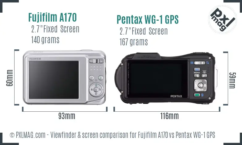 Fujifilm A170 vs Pentax WG-1 GPS Screen and Viewfinder comparison