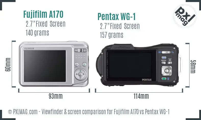 Fujifilm A170 vs Pentax WG-1 Screen and Viewfinder comparison