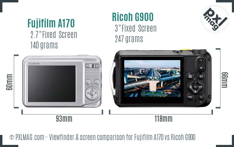 Fujifilm A170 vs Ricoh G900 Screen and Viewfinder comparison Fujifilm A170 vs Ricoh G900 Screen and Viewfinder comparison