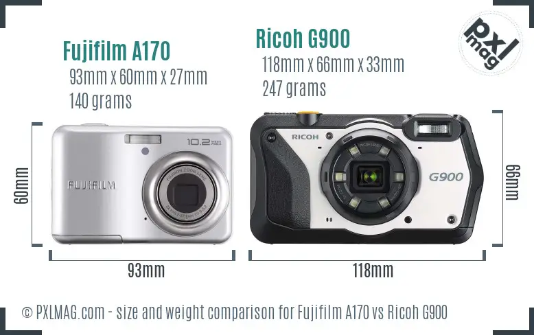 Fujifilm A170 vs Ricoh G900 size comparison Fujifilm A170 vs Ricoh G900 size comparison