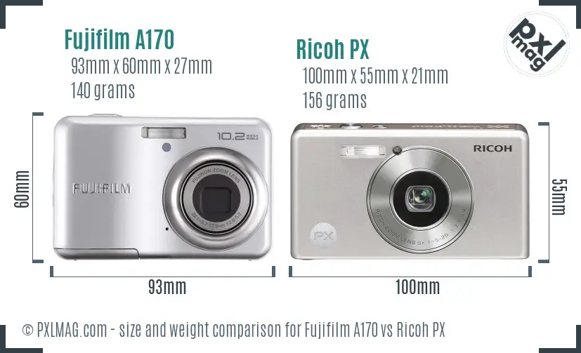 Fujifilm A170 vs Ricoh PX size comparison Fujifilm A170 vs Ricoh PX size comparison