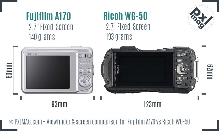 Fujifilm A170 vs Ricoh WG-50 Screen and Viewfinder comparison