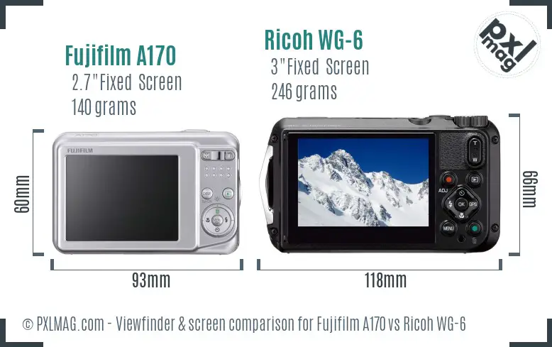 Fujifilm A170 vs Ricoh WG-6 Screen and Viewfinder comparison