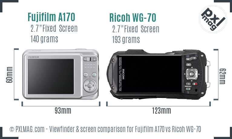 Fujifilm A170 vs Ricoh WG-70 Screen and Viewfinder comparison