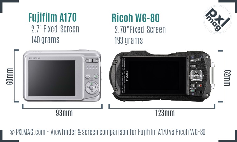 Fujifilm A170 vs Ricoh WG-80 Screen and Viewfinder comparison