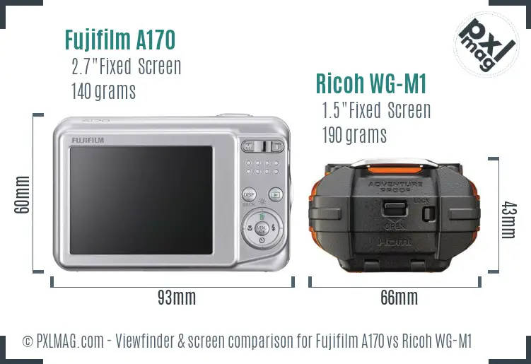 Fujifilm A170 vs Ricoh WG-M1 Screen and Viewfinder comparison