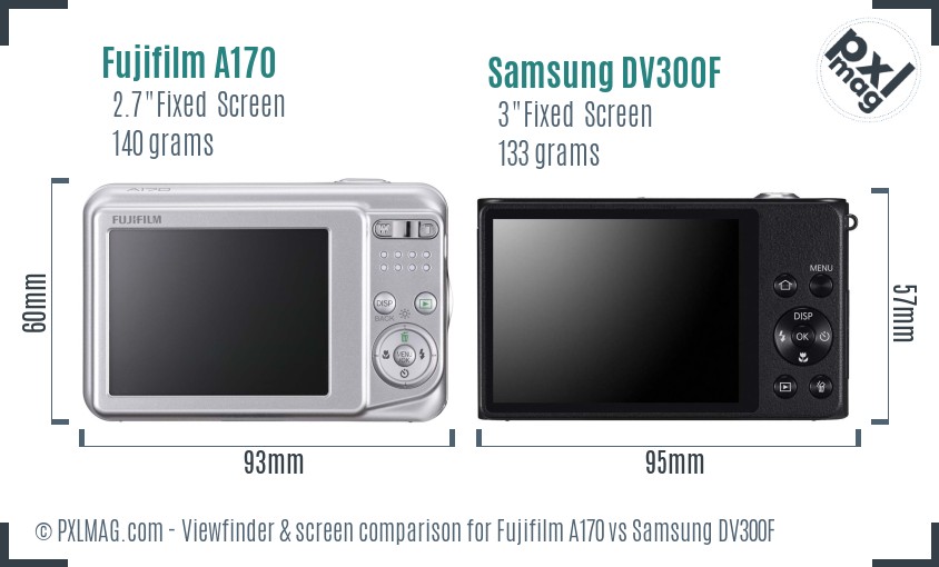 Fujifilm A170 vs Samsung DV300F Screen and Viewfinder comparison