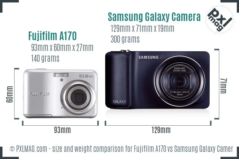 Fujifilm A170 vs Samsung Galaxy Camera size comparison