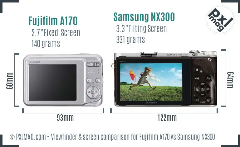 Fujifilm A170 vs Samsung NX300 Screen and Viewfinder comparison Fujifilm A170 vs Samsung NX300 Screen and Viewfinder comparison