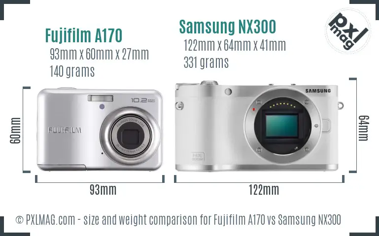 Fujifilm A170 vs Samsung NX300 size comparison Fujifilm A170 vs Samsung NX300 size comparison