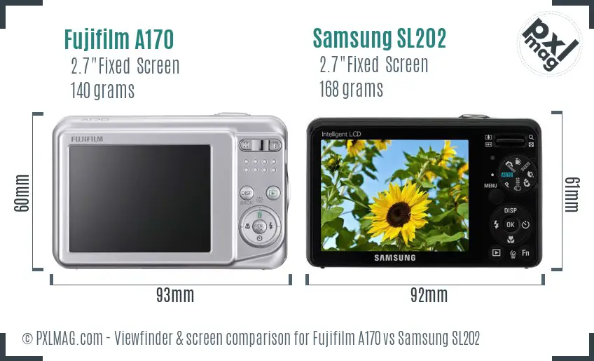 Fujifilm A170 vs Samsung SL202 Screen and Viewfinder comparison Fujifilm A170 vs Samsung SL202 Screen and Viewfinder comparison