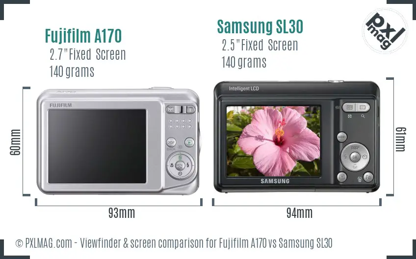 Fujifilm A170 vs Samsung SL30 Screen and Viewfinder comparison Fujifilm A170 vs Samsung SL30 Screen and Viewfinder comparison