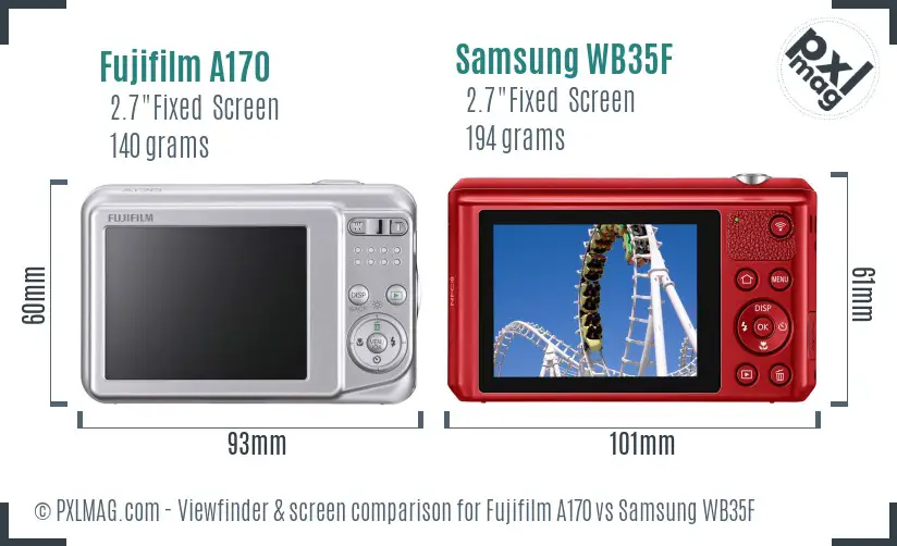 Fujifilm A170 vs Samsung WB35F Screen and Viewfinder comparison