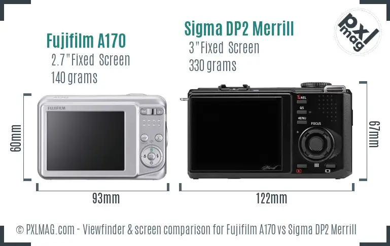 Fujifilm A170 vs Sigma DP2 Merrill Screen and Viewfinder comparison