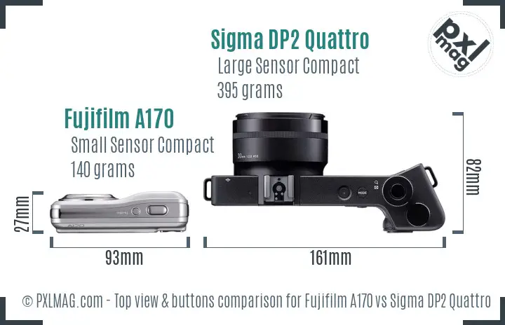 Fujifilm A170 vs Sigma DP2 Quattro top view buttons comparison