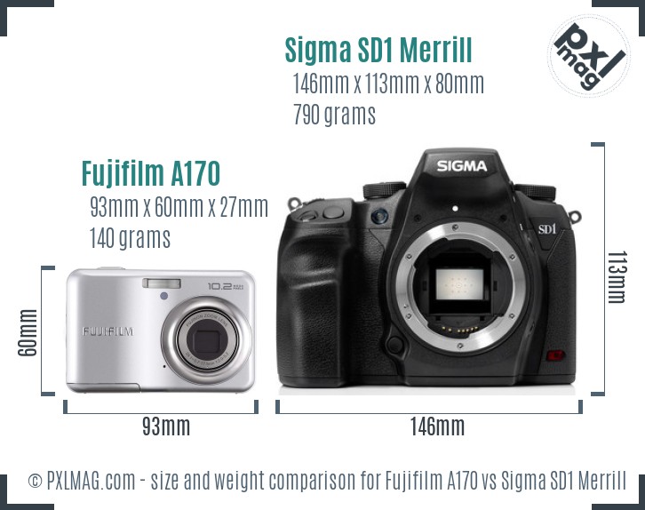Fujifilm A170 vs Sigma SD1 Merrill size comparison Fujifilm A170 vs Sigma SD1 Merrill size comparison