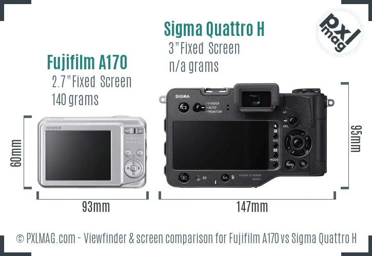 Fujifilm A170 vs Sigma Quattro H Screen and Viewfinder comparison