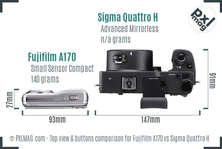 Fujifilm A170 vs Sigma Quattro H top view buttons comparison