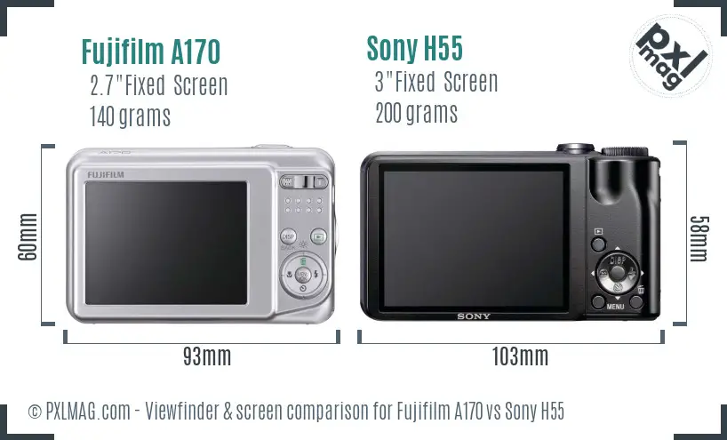 Fujifilm A170 vs Sony H55 Screen and Viewfinder comparison