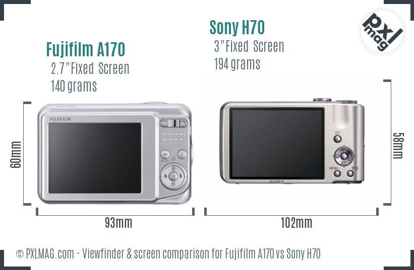Fujifilm A170 vs Sony H70 Screen and Viewfinder comparison