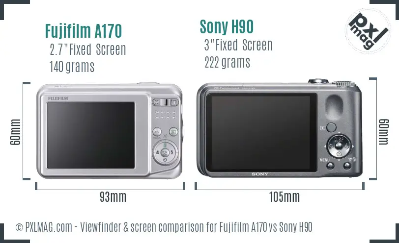 Fujifilm A170 vs Sony H90 Screen and Viewfinder comparison