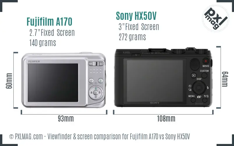 Fujifilm A170 vs Sony HX50V Screen and Viewfinder comparison