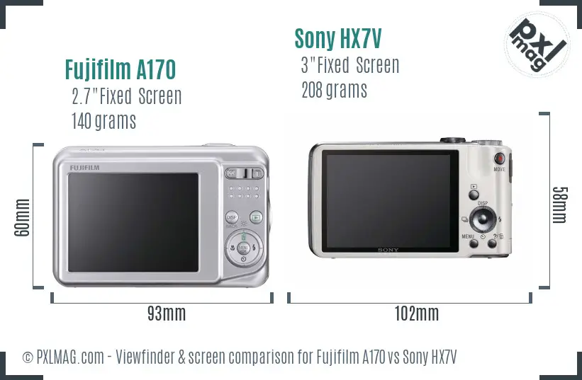 Fujifilm A170 vs Sony HX7V Screen and Viewfinder comparison