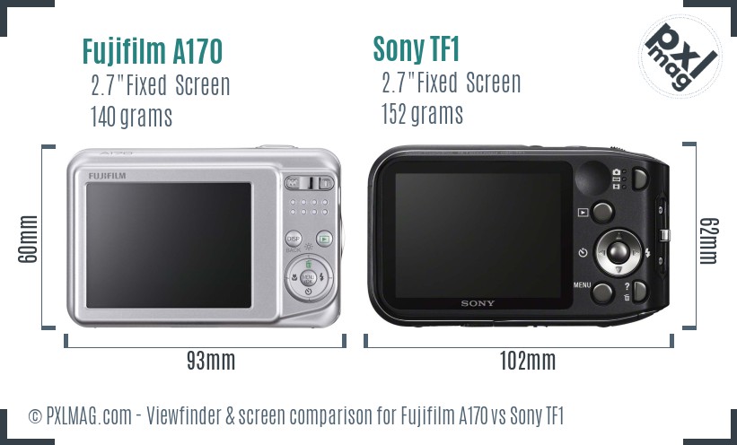 Fujifilm A170 vs Sony TF1 Screen and Viewfinder comparison