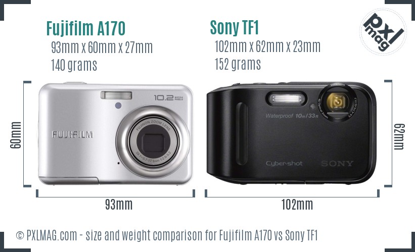 Fujifilm A170 vs Sony TF1 size comparison Fujifilm A170 vs Sony TF1 size comparison