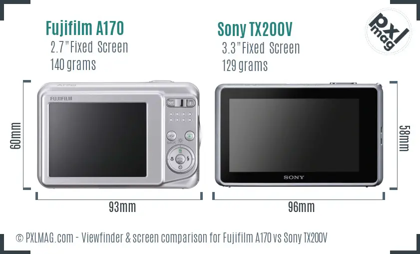 Fujifilm A170 vs Sony TX200V Screen and Viewfinder comparison Fujifilm A170 vs Sony TX200V Screen and Viewfinder comparison
