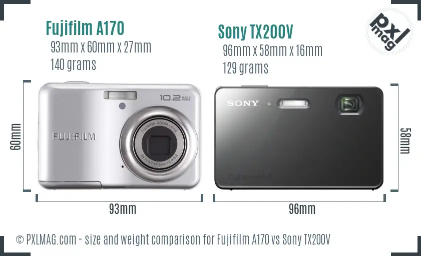 Fujifilm A170 vs Sony TX200V size comparison Fujifilm A170 vs Sony TX200V size comparison