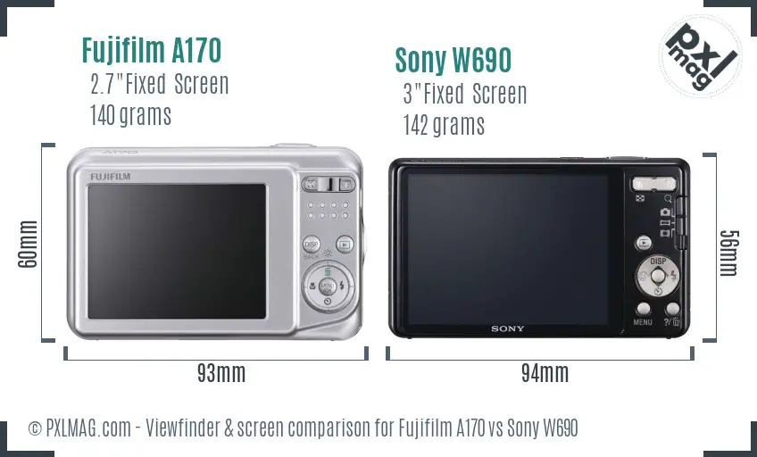 Fujifilm A170 vs Sony W690 Screen and Viewfinder comparison Fujifilm A170 vs Sony W690 Screen and Viewfinder comparison