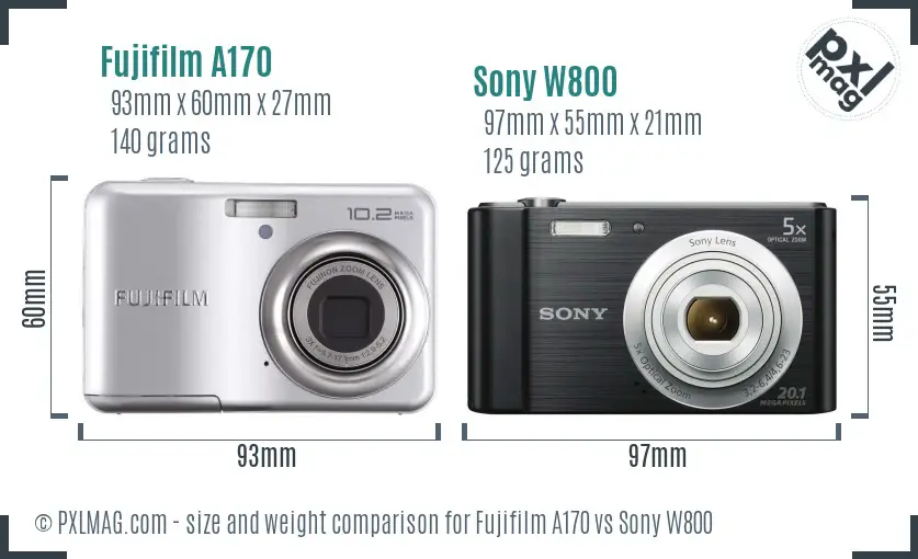 Fujifilm A170 vs Sony W800 size comparison Fujifilm A170 vs Sony W800 size comparison