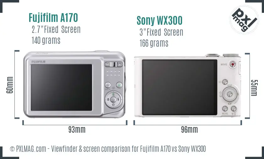 Fujifilm A170 vs Sony WX300 Screen and Viewfinder comparison