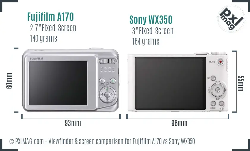 Fujifilm A170 vs Sony WX350 Screen and Viewfinder comparison