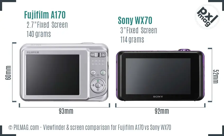 Fujifilm A170 vs Sony WX70 Screen and Viewfinder comparison