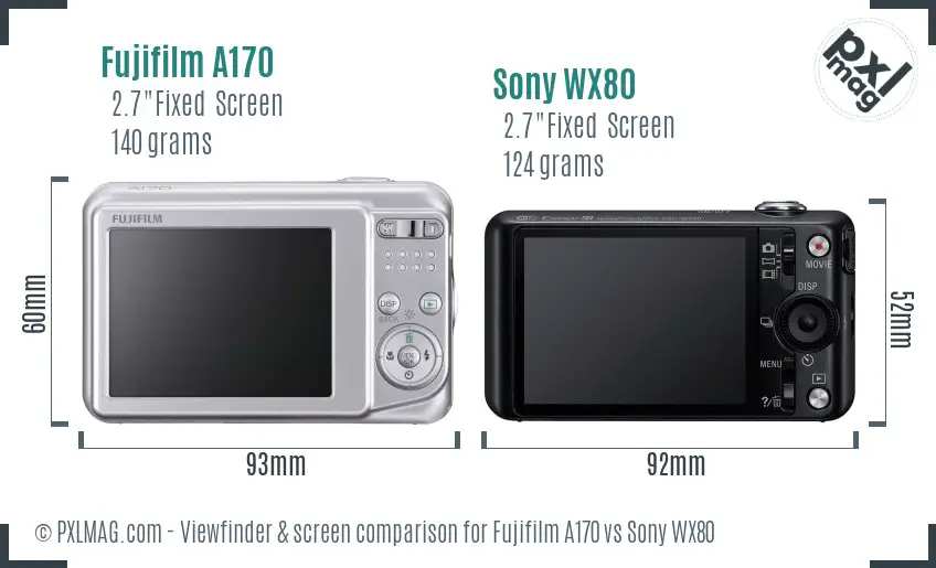 Fujifilm A170 vs Sony WX80 Screen and Viewfinder comparison