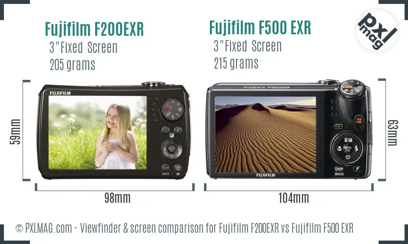 Fujifilm F200EXR vs Fujifilm F500 EXR Screen and Viewfinder comparison