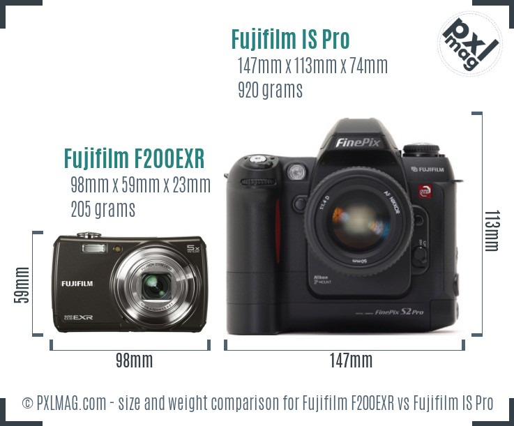 Fujifilm F200EXR vs Fujifilm IS Pro size comparison