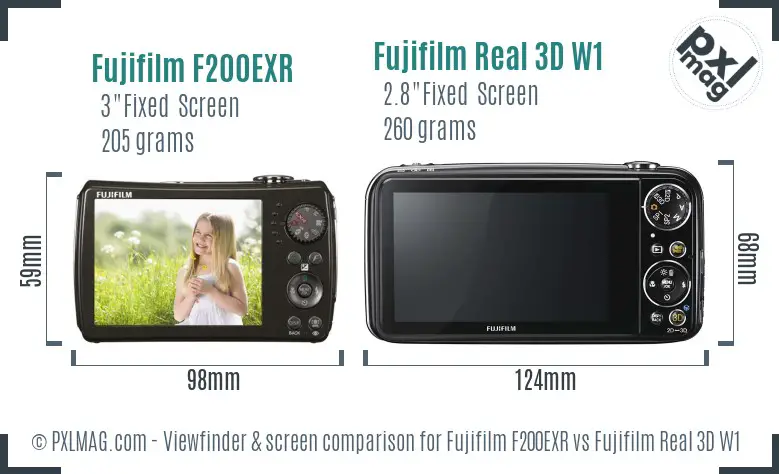 Fujifilm F200EXR vs Fujifilm Real 3D W1 Screen and Viewfinder comparison Fujifilm F200EXR vs Fujifilm Real 3D W1 Screen and Viewfinder comparison