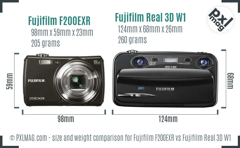 Fujifilm F200EXR vs Fujifilm Real 3D W1 size comparison Fujifilm F200EXR vs Fujifilm Real 3D W1 size comparison