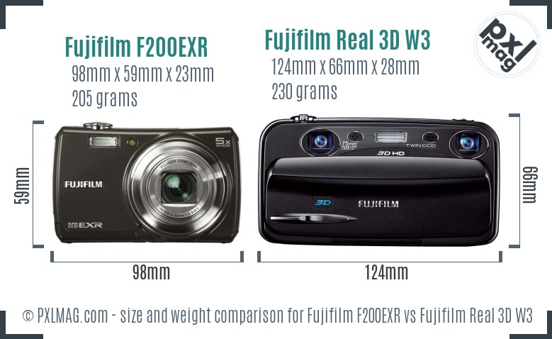 Fujifilm F200EXR vs Fujifilm Real 3D W3 size comparison Fujifilm F200EXR vs Fujifilm Real 3D W3 size comparison