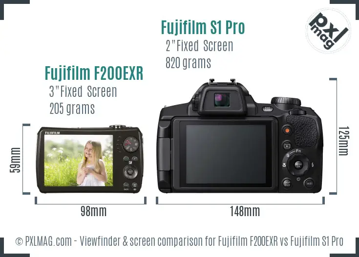 Fujifilm F200EXR vs Fujifilm S1 Pro Screen and Viewfinder comparison Fujifilm F200EXR vs Fujifilm S1 Pro Screen and Viewfinder comparison