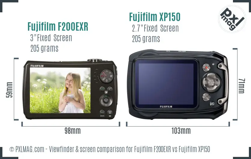 Fujifilm F200EXR vs Fujifilm XP150 Screen and Viewfinder comparison